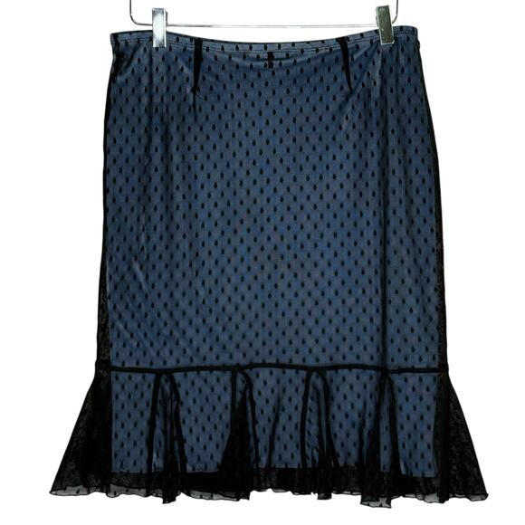 Express M Y2K Swiss Dot Mesh Ruffle Hem Pencil Skirt Fairy Whimsygoth - Picture 2 of 9